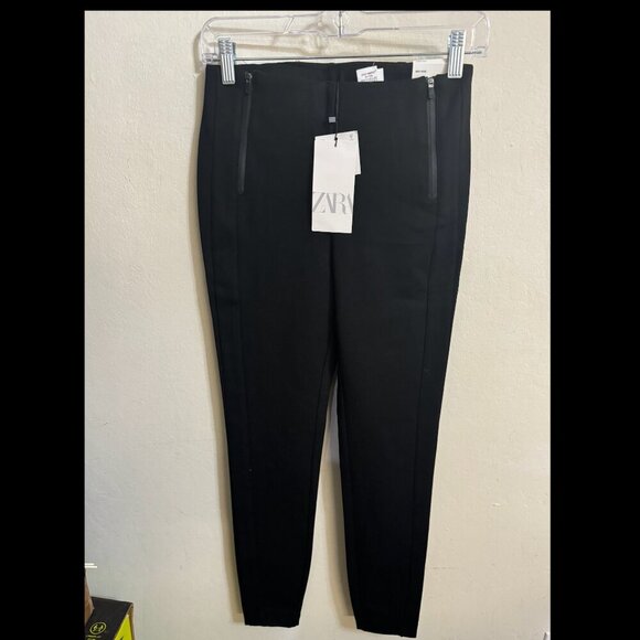 ZARA STRETCH BLACK ZIPPERED MID-RISE LEGGING PANT TROUSERS Sizes XS, S NWT - Picture 10 of 12